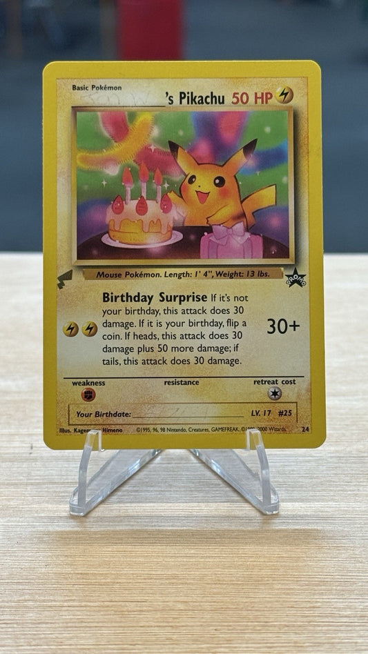 ______'s Pikachu 24/53 Holo Wotc Black Star Promo Birthday Pokémon TCG LP