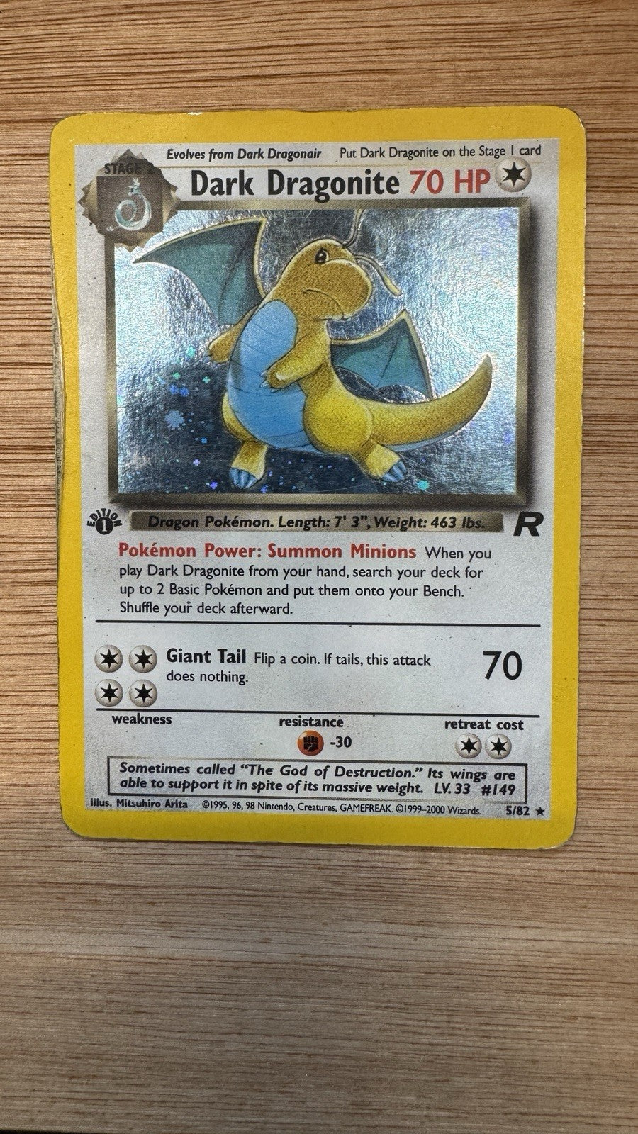 Pokémon Dark Dragonite TCG Team Rocket Holo Card 1st Edition 5/82 Ultra Rare