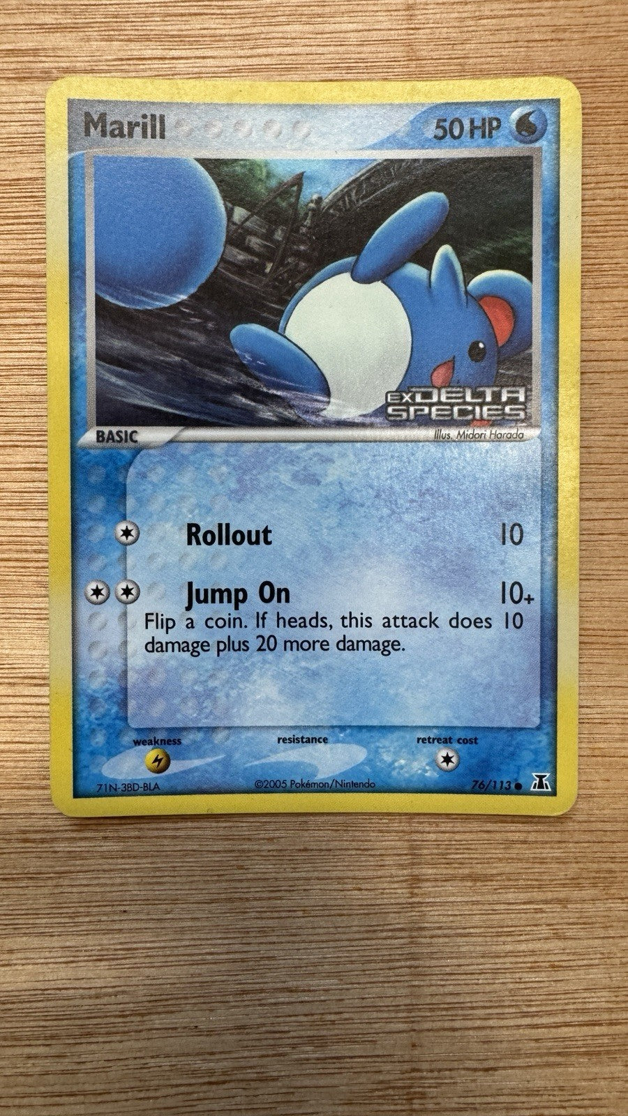 Pokemon Card Marill EX Delta Species Reverse Holo 76/113 Light Play