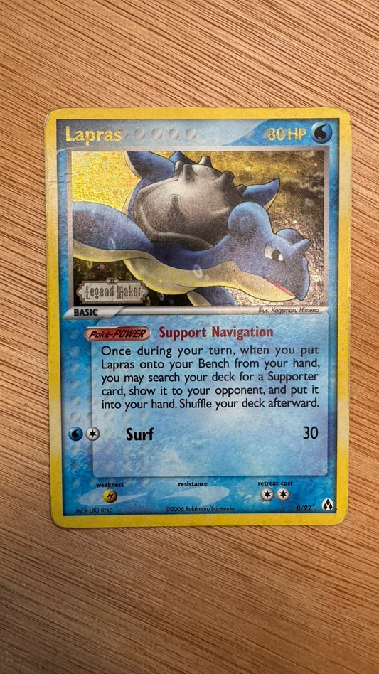 Lapras ~ 8/92 ~ Holo Swirl ~ LEGEND MAKER ~ Pokemon Card