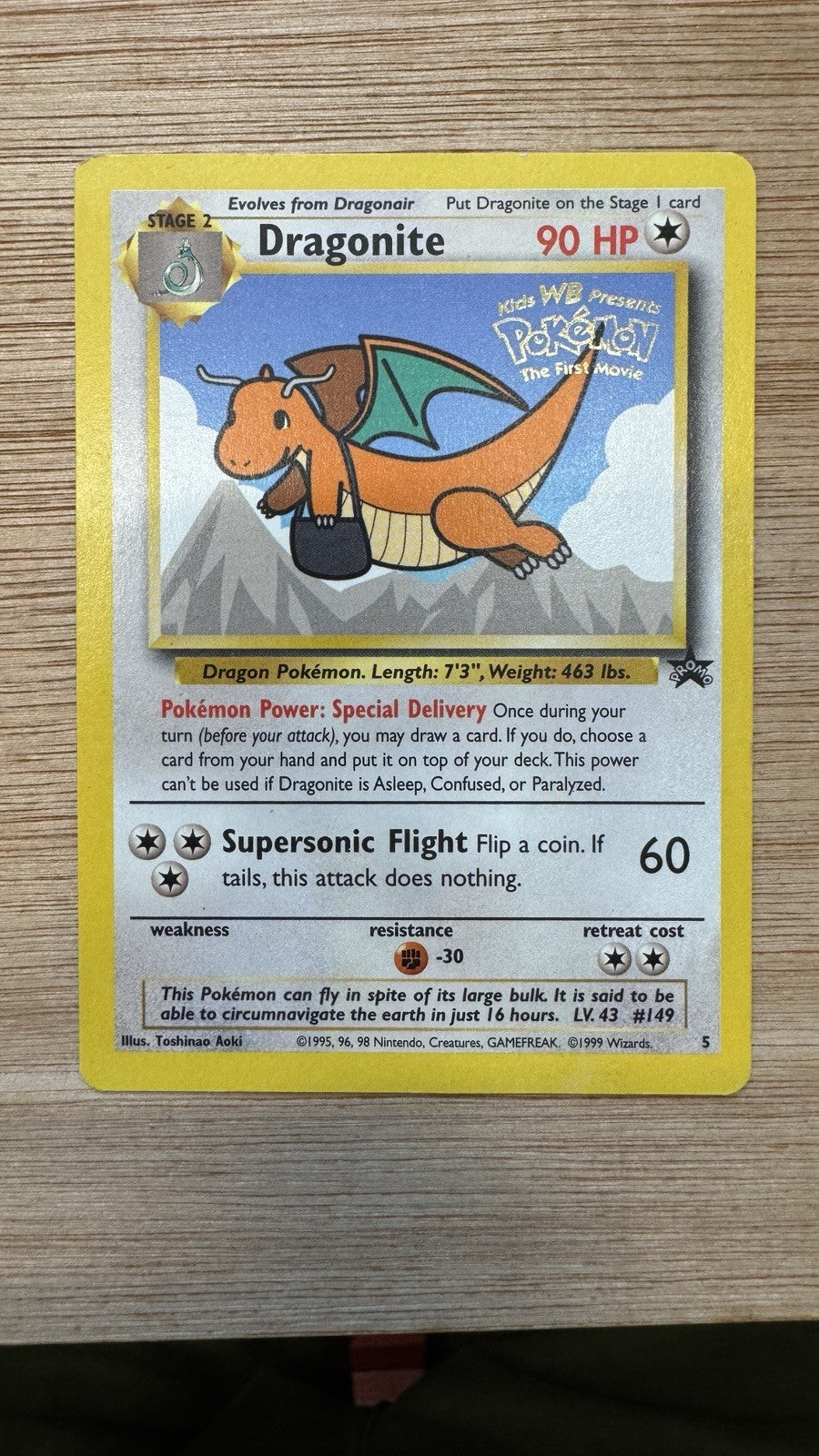 Pokémon Dragonite 5 Black Star Promo Card WB the First Movie - NM / Immaculate