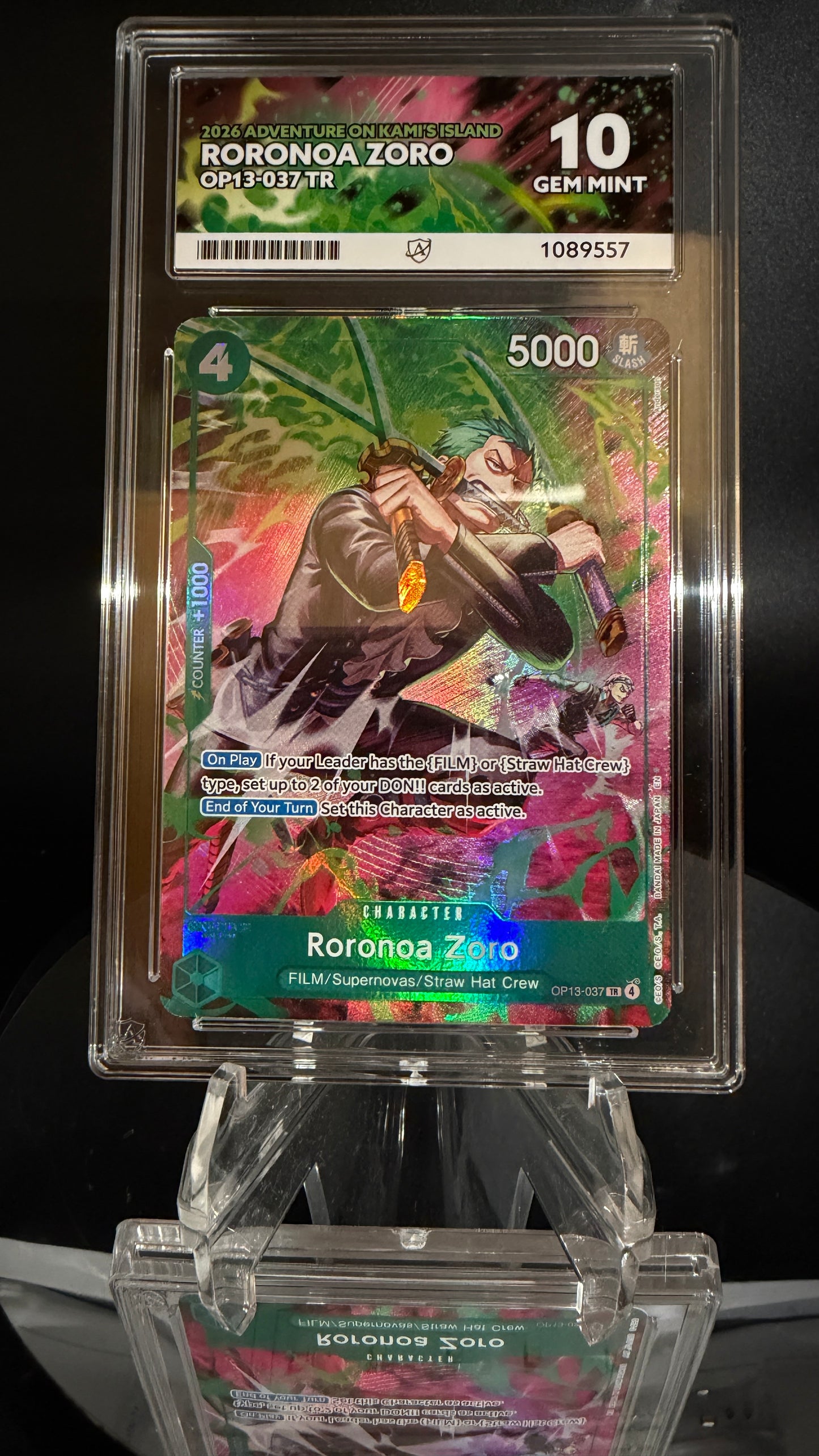 Roronoa Zoro OP13-037 TR – Adventure on Kami’s Island – ACE 10 Gem Mint